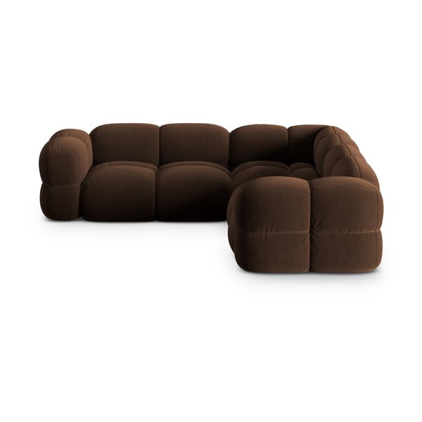 Тъмнокафяв кадифен ъглов диван Loretto – Cosmopolitan Design