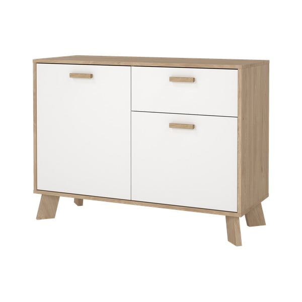 Скрин от дъбов декор в бял и естествен цвят 99x73x39 cm Ikast – Tvilum-image-2