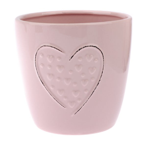 Розова керамична саксия Hearts Dots, височина 14,8 cm - Dakls