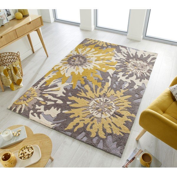 Сив и жълт килим , 160 x 230 cm Soft Floral - Flair Rugs-image-4