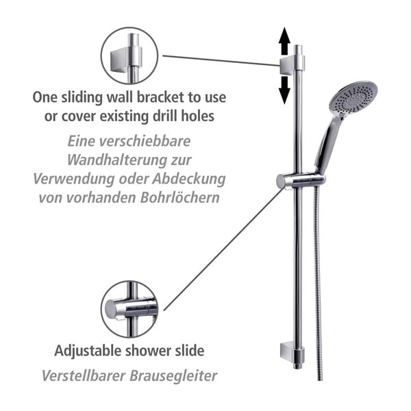 Душ комплект от неръждаема стомана в блестящо сребро 66 cm Young - Wenko-image-2