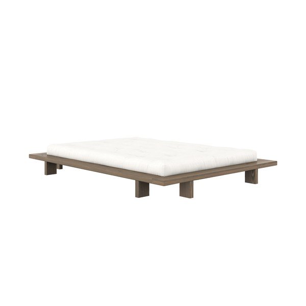 Кафяво двойно легло от борова дървесина с решетка 140x200 cm Japan - Karup Design-image-3