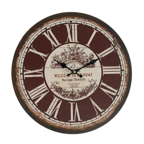 Nástěnné hodiny Brown Vintage, 34 cm