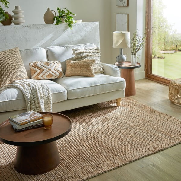 Ръчно изработен килим от кенаф в естествен цвят 120x170 cm Drew Border – Flair Rugs-image-1