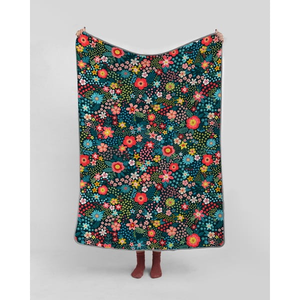 Зелено бебешко одеяло 170x130 cm Flower Blossom - Really Nice Things