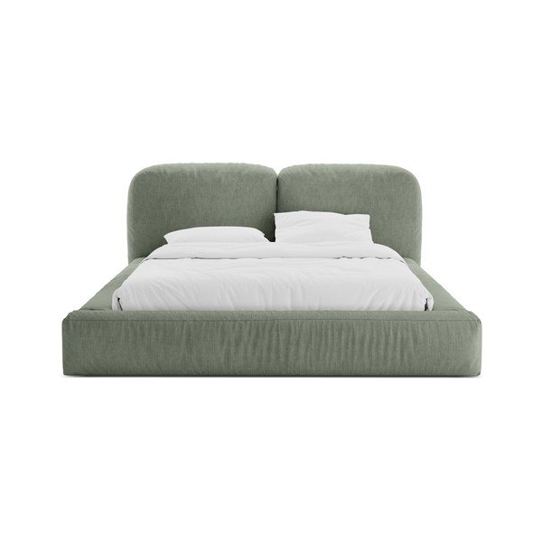 Зелено тапицирано двойно легло с място за съхранение и включена подматрачна рамка 160x200 cm Martina – Micadoni -image-4