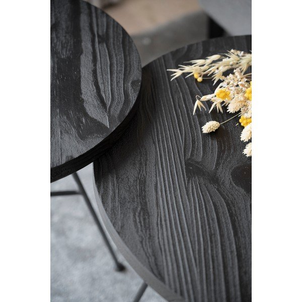 Комплект от 2 черни маси за съхранение с плотове от борова дървесина Grafton - Rowico-image-3