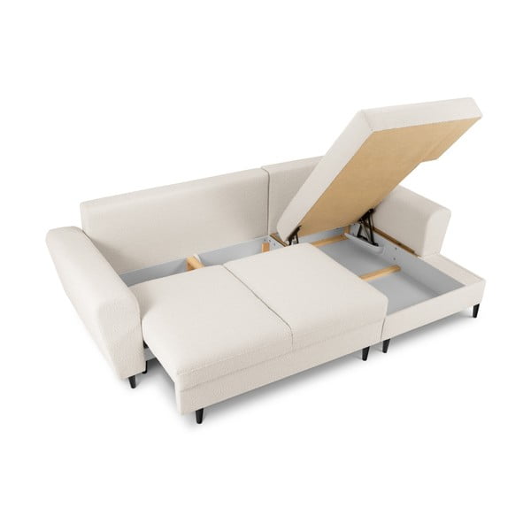 Бежов разтегателен ъглов диван с място за съхранение от прежда с примки от букле (десен ъгъл) Kyoto – Cosmopolitan Design-image-3