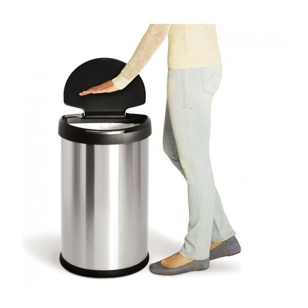 Stříbrný bezdotykový odpadkový koš simplehuman, 45 l -image-3