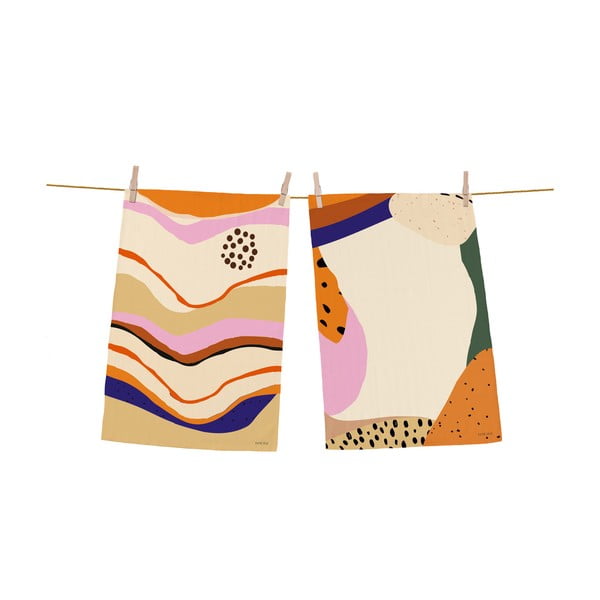 Комплект от 2 памучни кухненски кърпи Simple, 70 x 50 cm Abstract Landscape - Butter Kings