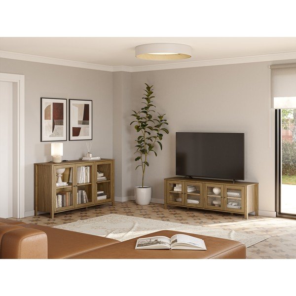 Витрина от масивен бор в естествен цвят 142x80x40 cm Alessandra – Marckeric-image-4