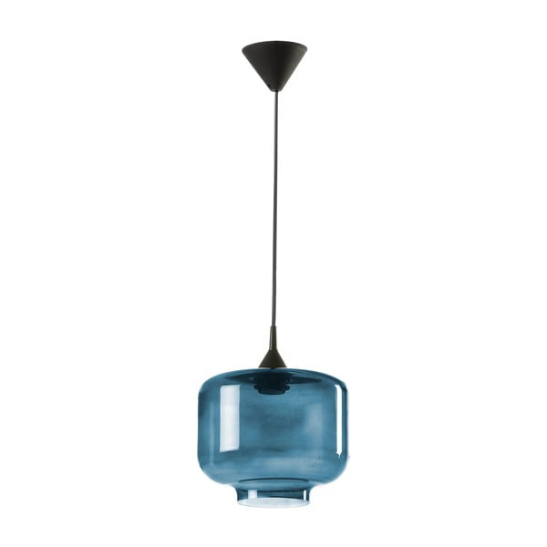 Черна висяща лампа със син стъклен абажур Tierra Bella Ambar, ø 25 cm Santori - Surdic