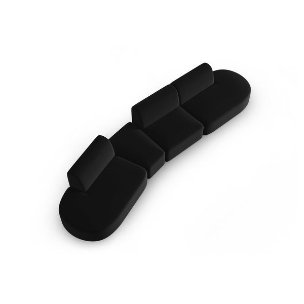 Черен кадифен диван с ляв ъгъл 428 cm Paolo – Milo Casa-image-1