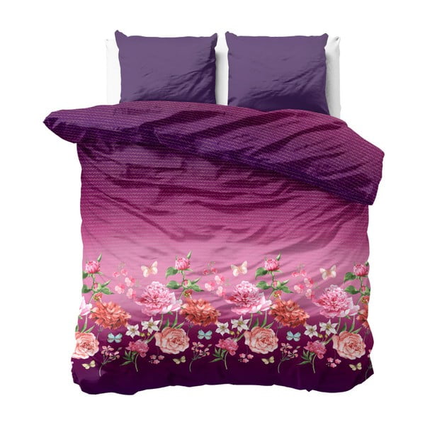 Розово и лилаво спално бельо от микрофибър Bright Flowers, 240 x 220 cm - Zensation