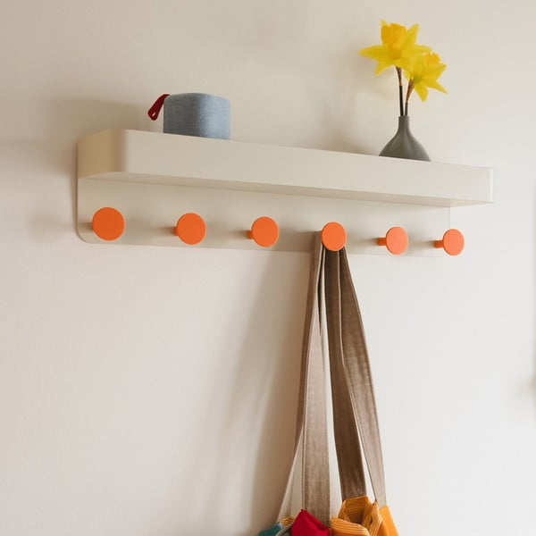 Бежова метална стенна закачалка с рафт - Remember-image-1