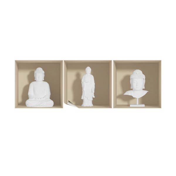 Sada 3 samolepek s 3D efektem Ambiance White Buddha-image-1