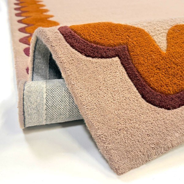Оранжев/в естествен цвят ръчно изработен вълнен килим 140x200 cm Wiggle Wool – Flair Rugs-image-4