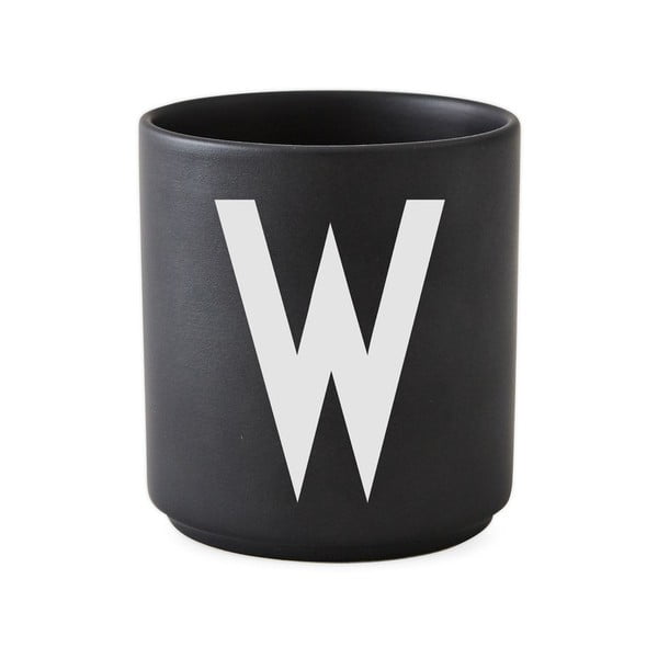 Черна порцеланова чаша Alphabet W, 250 ml A-Z - Design Letters