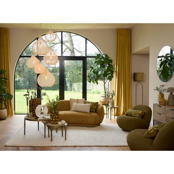 Бежово висящо осветително тяло с текстилен абажур ø 39 cm Elati – Light & Living-image-1