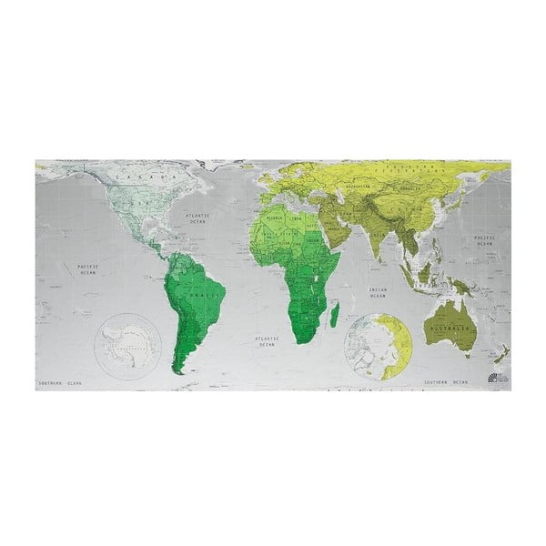 Zelená mapa světa v průhledném pouzdru The Future Mapping Company Future Map, 101 x 58 cm