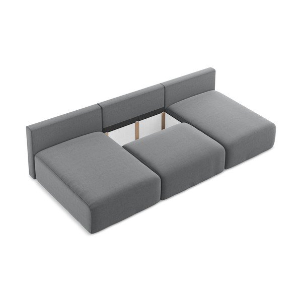 Сив кадифен сгъваем/с място за съхранение ъглов диван (U форма) Kalena – Makamii-image-4