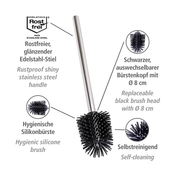 Четка за тоалетна с резервна четка от неръждаема стомана в лъскаво сребристо Ø 8 cm – Wenko-image-3