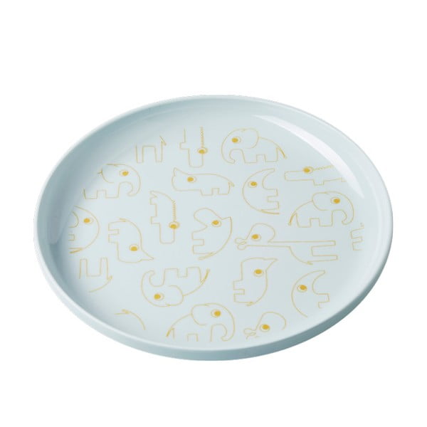 Детска светлосиня чиния с жълти детайли Yummy, Ø 20,5 cm - Done by Deer