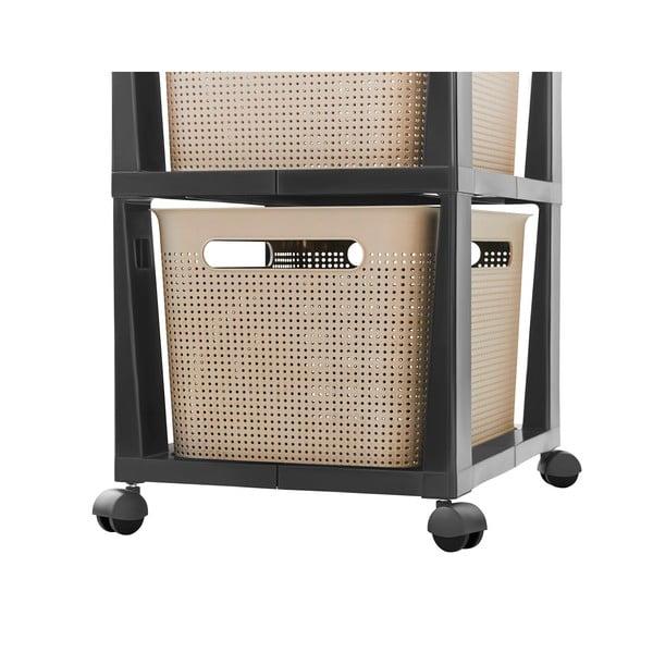 Черна/бежова пластмасова подвижна етажерка 30x77 cm Brisen - Rotho-image-2