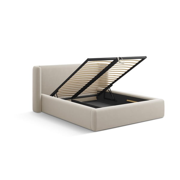 Бежово двойно легло 160x200 cm тапицирано с място за съхранение с включена подматрачна рамка Jason – Windsor & Co Sofas-image-3