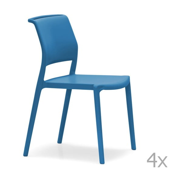 Sada 4 modrých jídelních židlí Pedrali Ara