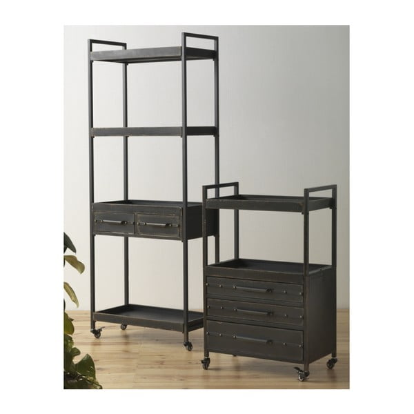 Черен метален скрин с 3 чекмеджета и рафт Gerome - Geese-image-1