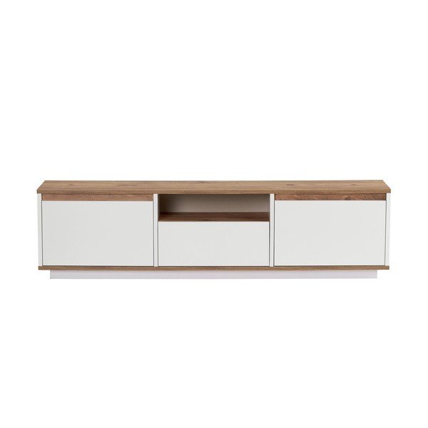 Бяла/в естествен цвят маса за телевизор от декор от бор 160x42x30 cm Sentinel – Kalune Design-image-3