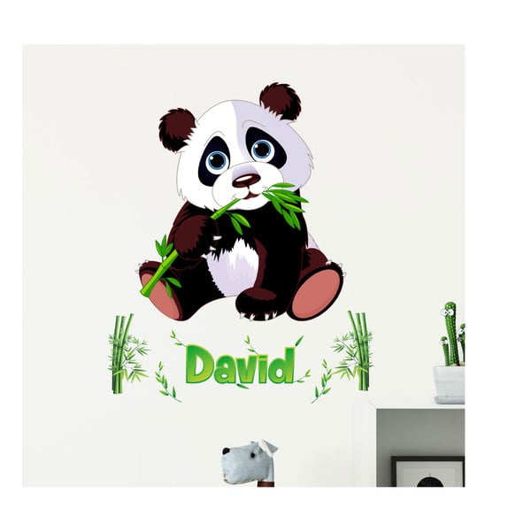 Комплект стикери за стена с панда и букви Bamboo - Ambiance