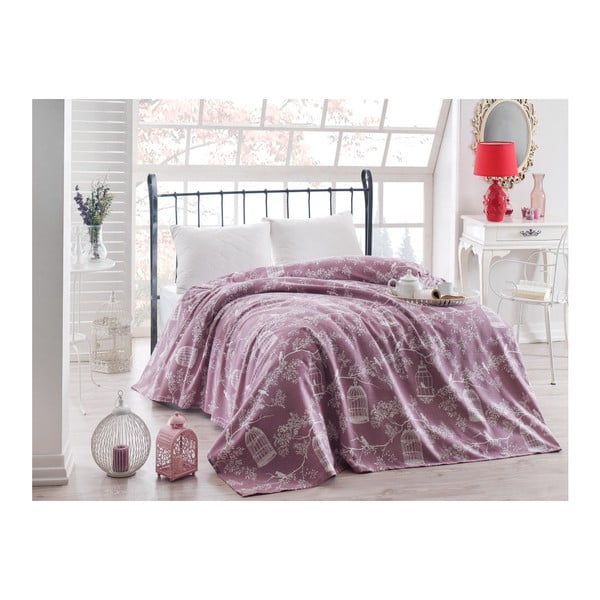 Розова светла памучна покривка за единично легло Girly,140 x 200 cm - Mijolnir
