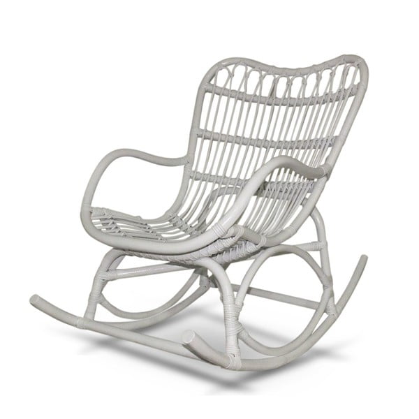 Bílé ratanové houpací křeslo Interiörhuset Rocking Chair