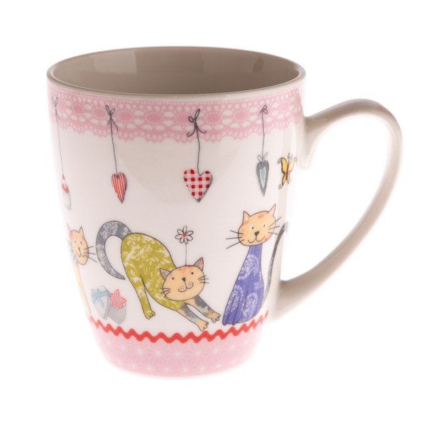 Цветна порцеланова чаша с котки Pinky, 390 ml - Dakls