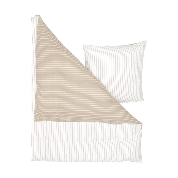 Бяло и бежово фланелено спално бельо за единично легло , 155 x 220 cm Talin - Westwing Collection