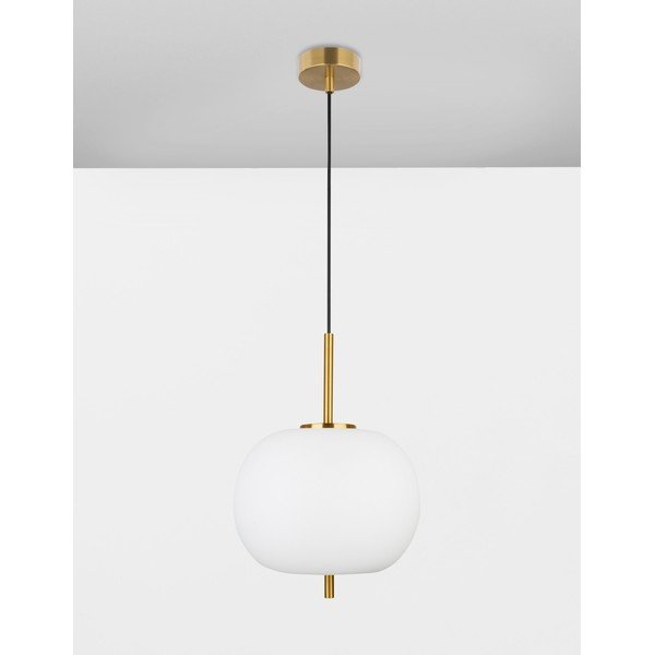 Бяло/в месингов цвят стъклено висящо осветително тяло ø 30 cm Lato – Nova Luce-image-4