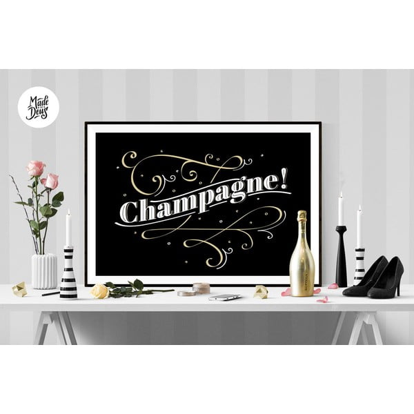 Plakát Champagne BW, A2