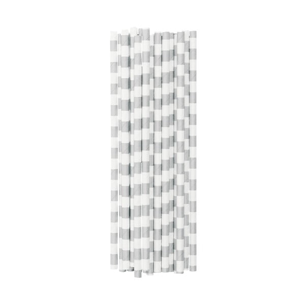 Комплект от 25 хартиени сламки Silver Stripes - Miss Étoile