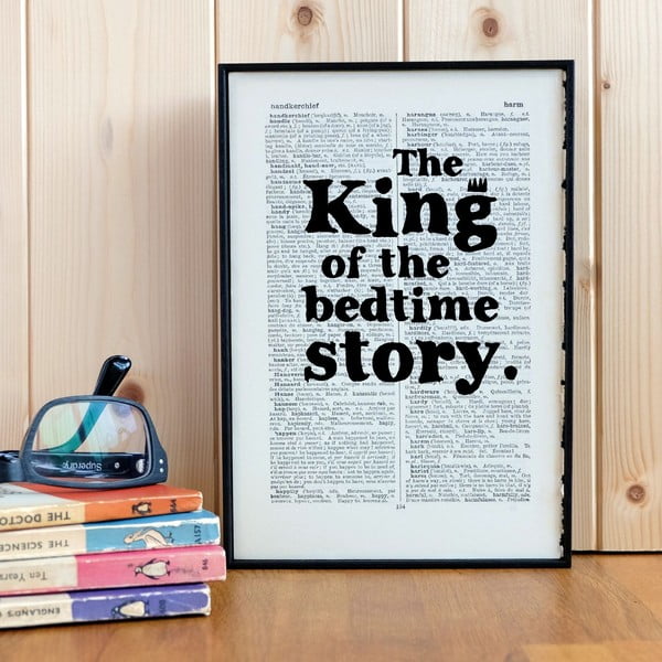Plakát v dřevěném rámu King of the Bedtime Story