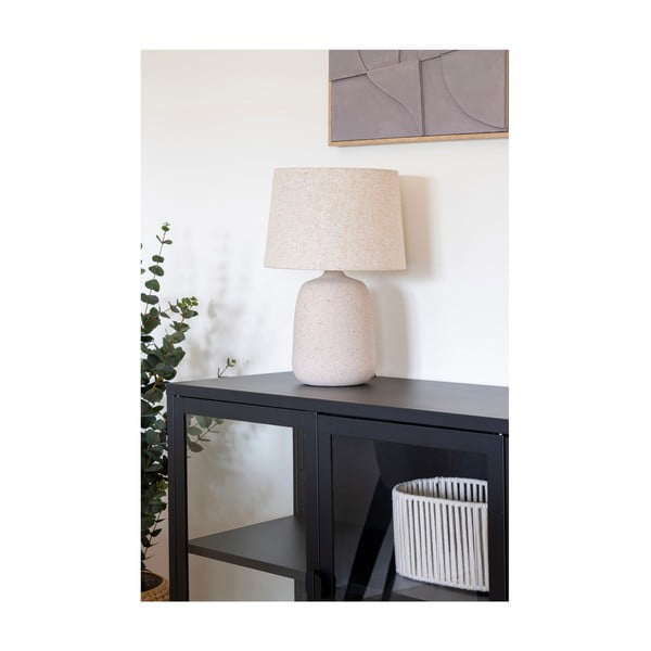 Кремава настолна лампа с текстилен абажур (височина 47 cm) Croft – House Nordic-image-1