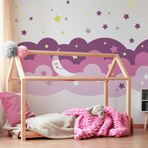 Стикер за стена скандинавски Облаци Звездно небе - Ambiance-image-1