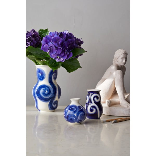 Синя ръчно рисувана каменна ваза Tulle - Kähler Design-image-4