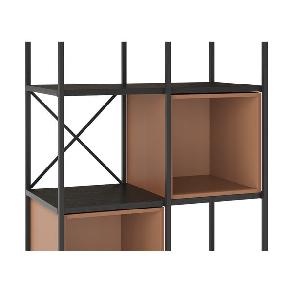 Библиотека в черен и тухлен цвят 71x179 cm Anya – Marckeric-image-4