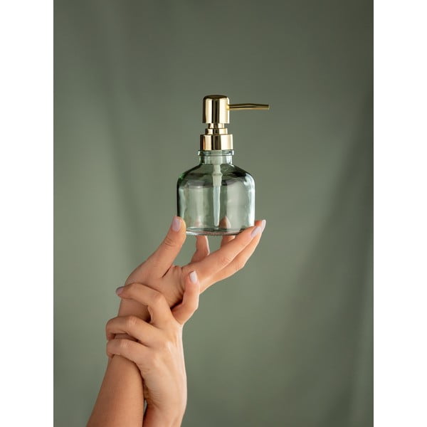 Стъклен диспенсер за сапун в цвят мента 200 ml Atessa – Wenko-image-1