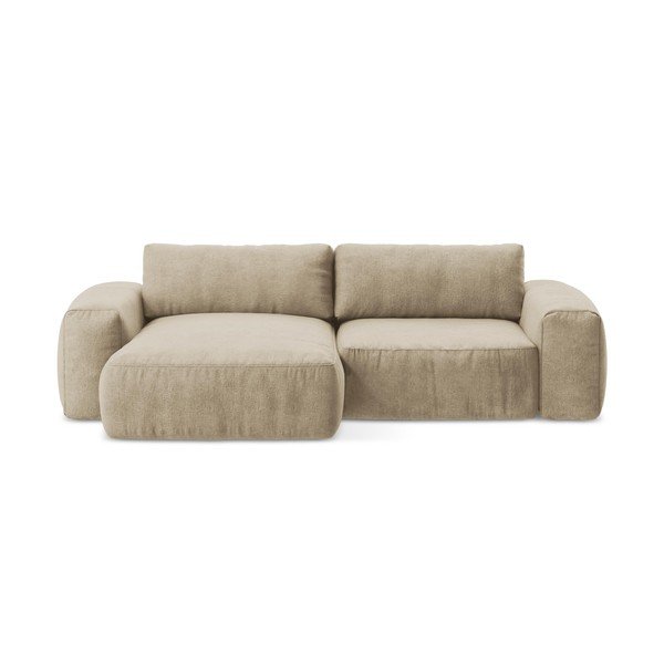 Светлокафяв шенилов сгъваем ъглов диван (ляв ъгъл) Kuki – Makamii