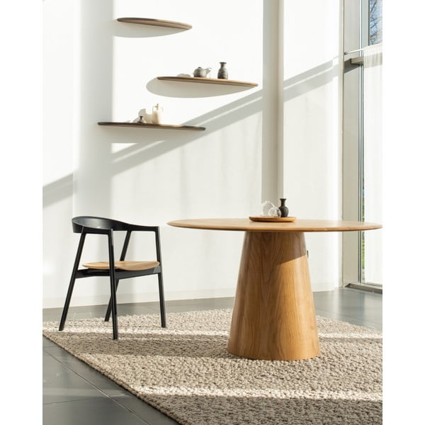 Кръгла трапезна маса от масивен дъб в естествен цвят ø 126 cm Mushroom – Gazzda-image-3