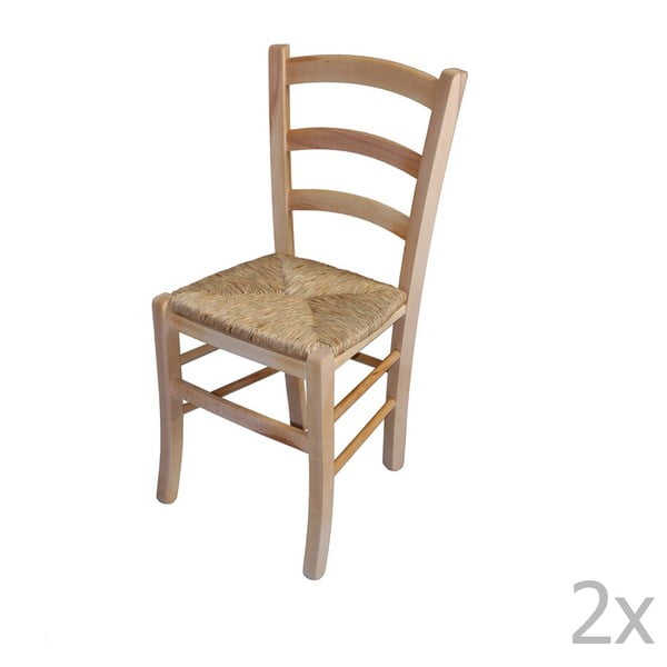 Sada 2 jídelních židlí z masivního dřeva Crido Consulting Straw