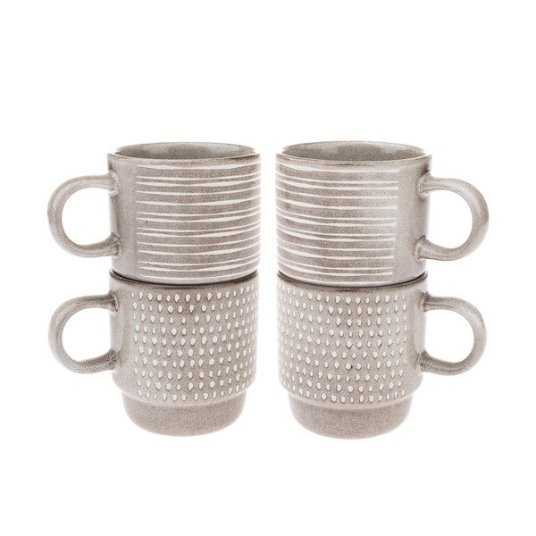 Светлокафяви керамични чаши в комплект 4 бр. 290 ml – Dakls